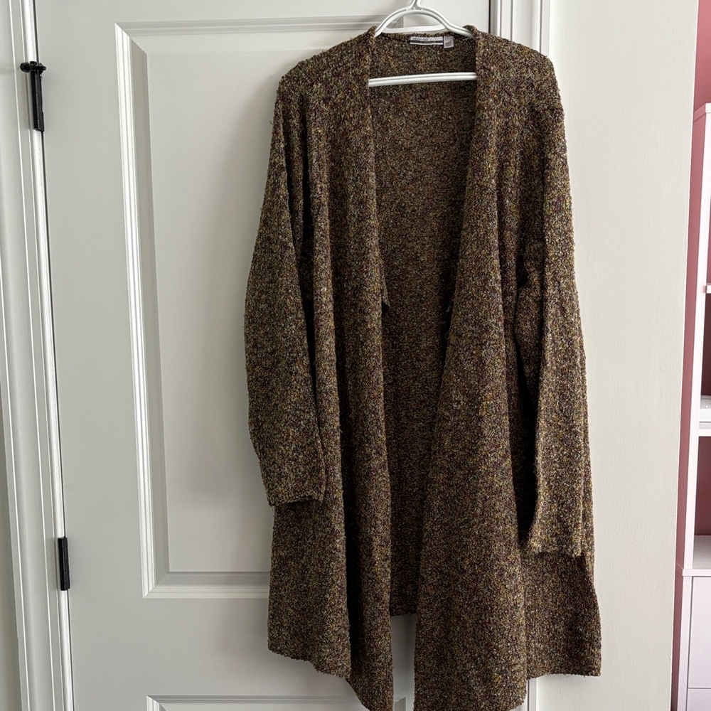 Elegant Brown Open-Front Cardigan